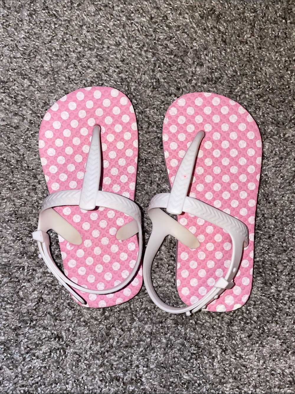 Toddler Pink Polka Dot Backstrap Sandals with White Straps